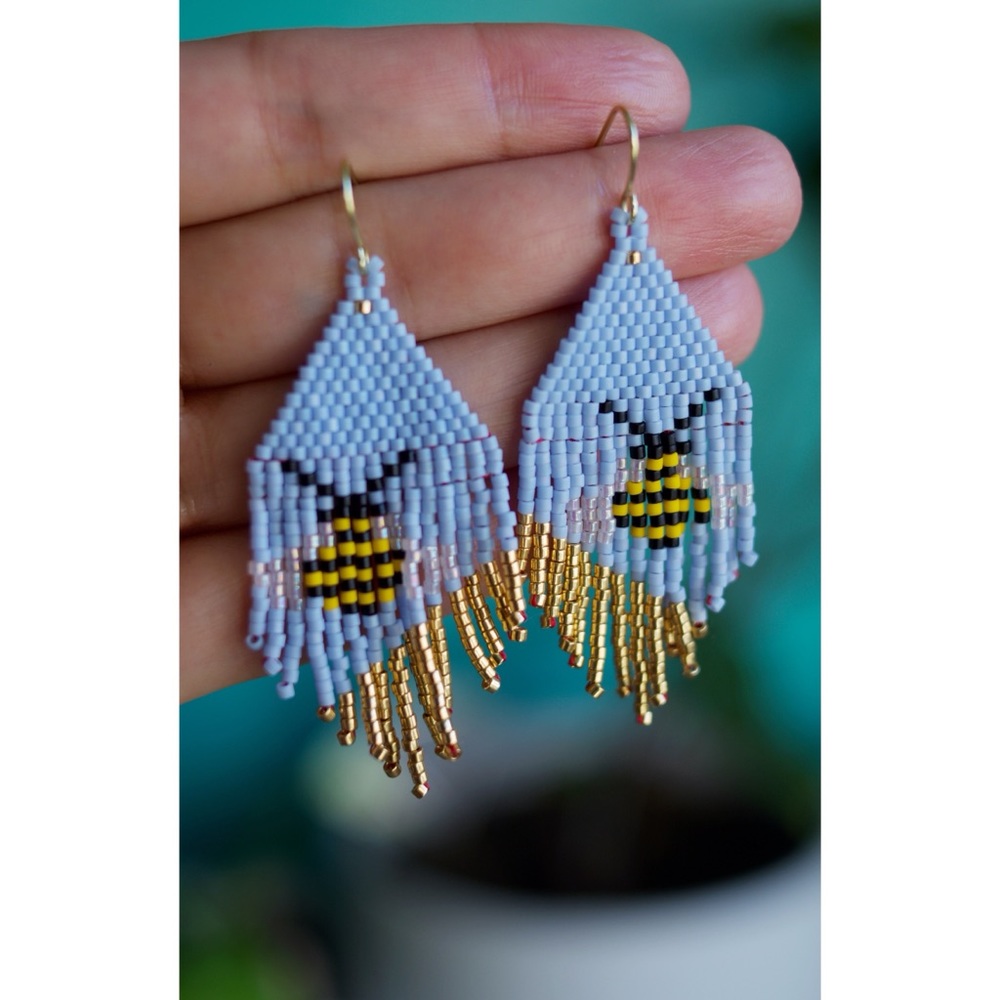 MIYUKI hand beaded bee earrings